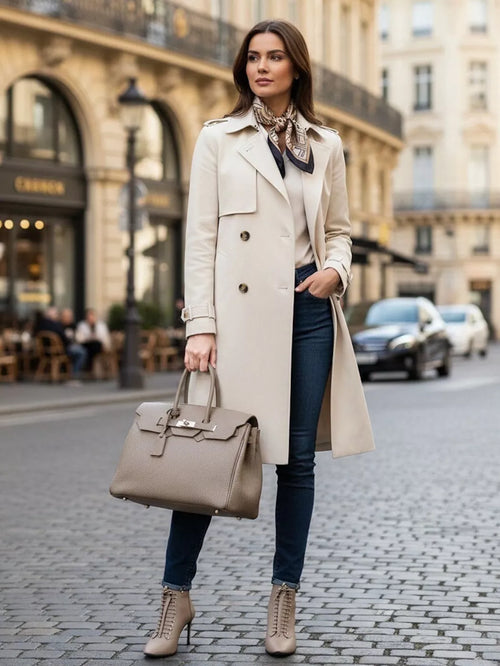 Sac à main en cuir véritable, grand format